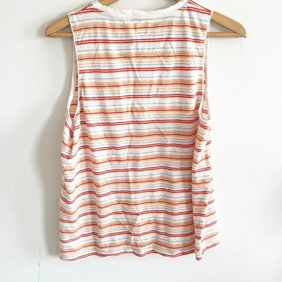 Madewell Whisper Cotton V-Neck Pocket Stripe Tank Top size XL - Picture 4 of 6